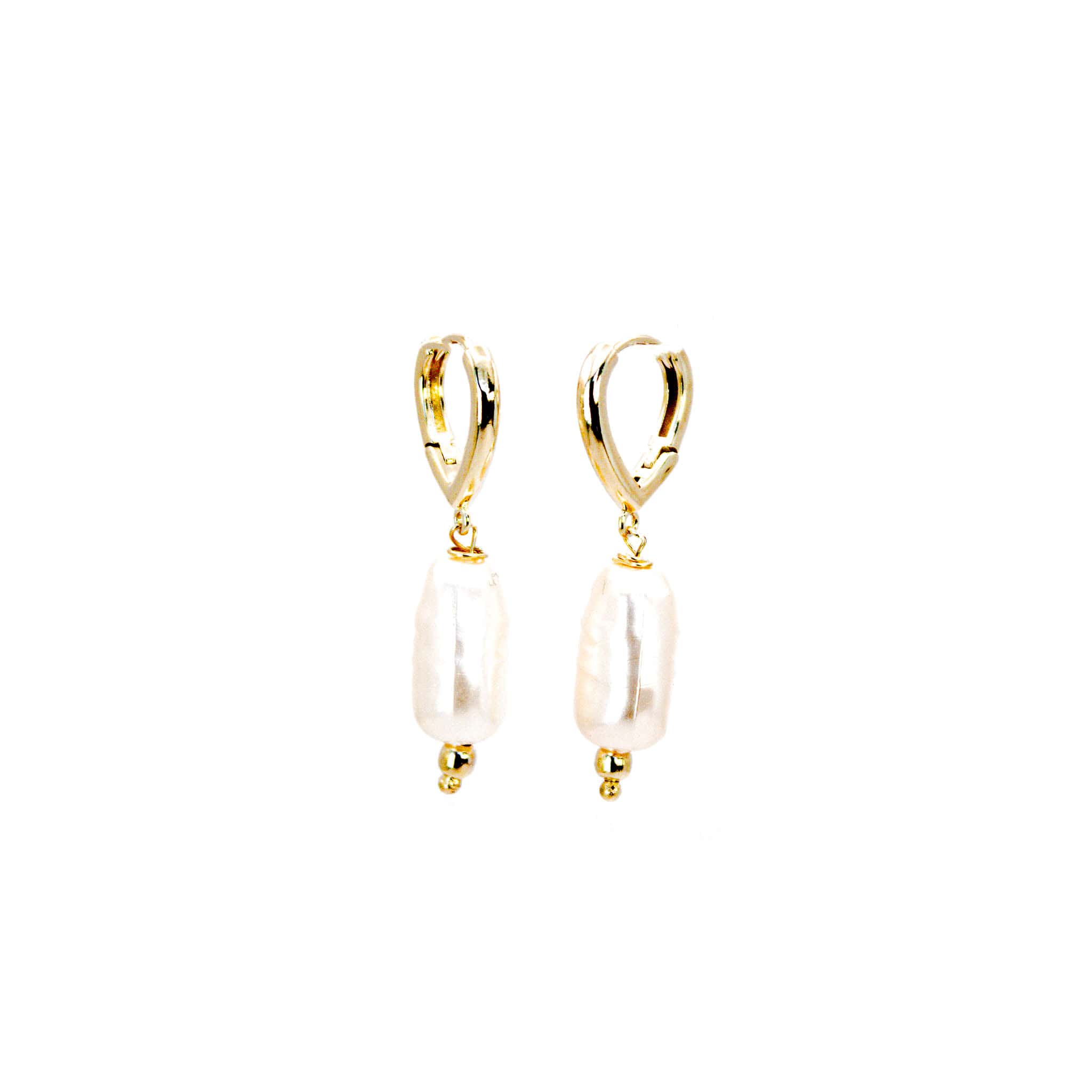 Aros Enchape Oro Piedra Alargada